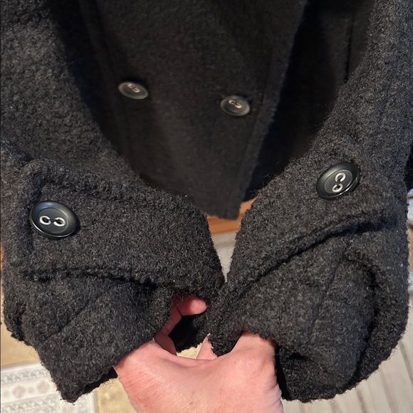 Free People Oversized Black Wool Blend Pea Coat - Picture 6 of 8